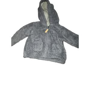 Carters Baby Boys Jacket 9 Months Blue Fluffy Zipper Pockets Hooded